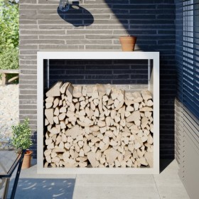 White steel firewood rack 100x40x100 cm by , Firewood bags and holders - Ref: Foro24-850969, Price: 126,08 €, Discount: %