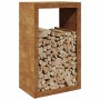 Rusty steel firewood rack 60x40x100 cm by , Firewood bags and holders - Ref: Foro24-850995, Price: 102,99 €, Discount: %