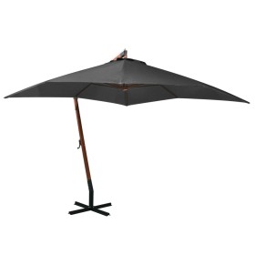 Hanging umbrella with gray anthracite fir wood pole 3x3 m by vidaXL, Umbrellas - Ref: Foro24-313774, Price: 138,18 €, Discoun...