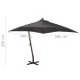 Hanging umbrella with gray anthracite fir wood pole 3x3 m by vidaXL, Umbrellas - Ref: Foro24-313774, Price: 138,18 €, Discoun...