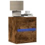 Wall-mounted bedside table with LED lights in smoked oak. by , Nightstands - Ref: Foro24-3307969, Price: 59,28 €, Discount: %