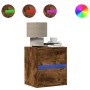 Wall-mounted bedside table with LED lights in smoked oak. by , Nightstands - Ref: Foro24-3307969, Price: 58,99 €, Discount: %