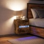 Wall-mounted bedside table with LED lights in smoked oak. by , Nightstands - Ref: Foro24-3307969, Price: 58,99 €, Discount: %