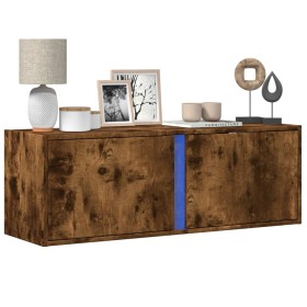 Wall-mounted TV stand with smoked oak finish and LED lights 100x31x35 cm by , TV Furniture - Ref: Foro24-852268, Price: 65,01...