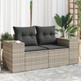 Gartensofa mit Kissen, 2-Sitzer, aus hellem grauem Kunststoff-Rattan. von , Outdoor-Sofas - Ref: Foro24-366187, Preis: 186,78...