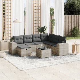 Garden sofa set 8 pieces and gray synthetic rattan cushions by , Garden sets - Ref: Foro24-3264468, Price: 565,49 €, Discount: %