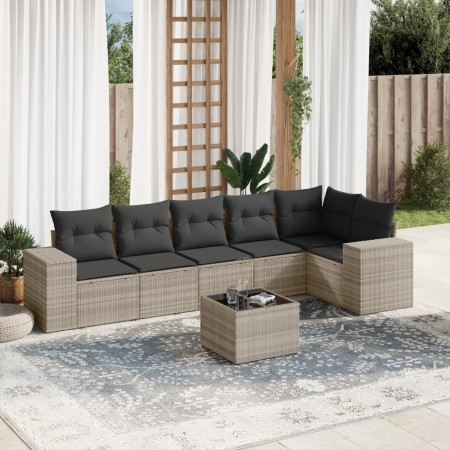 Gartensofa-Set, 7-teilig, mit Polstern, aus hellem grauem PE-Rattan. von , Gartensets - Ref: Foro24-3222601, Preis: 509,75 €,...