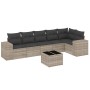 7-piece garden sofa set with light gray PE rattan cushions by , Garden sets - Ref: Foro24-3222601, Price: 510,91 €, Discount: %