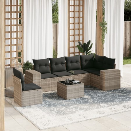 Set de sofás de jardín 7 pzas con cojines ratán PE gris claro de , Conjuntos de jardín - Ref: Foro24-3222641, Precio: 510,91 ...