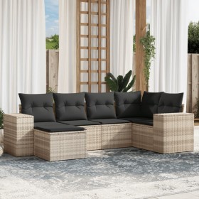 Gartensofagarnitur 6-teilig mit grauen Polstern aus synthetischem Rattan von , Gartensets - Ref: Foro24-3222861, Preis: 453,8...