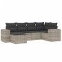 Garden sofa set 6 pieces and gray synthetic rattan cushions by , Garden sets - Ref: Foro24-3222861, Price: 453,85 €, Discount: %