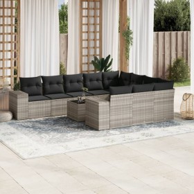 Garden sofa set 11 pieces and gray synthetic rattan cushions by , Garden sets - Ref: Foro24-3223101, Price: 782,13 €, Discoun...