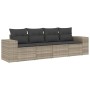 Gartensofa-Set, 4-teilig, mit grauen Kissen aus synthetischem Rattan von , Modulare Sofas für den Außenbereich - Ref: Foro24-...