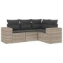 Gartensofa-Set, 4-teilig, mit grauen Kissen aus synthetischem Rattan von , Modulare Sofas für den Außenbereich - Ref: Foro24-...