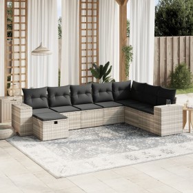 Garden sofa set 8 pieces and gray synthetic rattan cushions by , Garden sets - Ref: Foro24-3264518, Price: 578,91 €, Discount: %