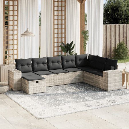 Gartensofa-Set, 8-teilig, mit grauen Kissen aus synthetischem Rattan von , Gartensets - Ref: Foro24-3264518, Preis: 577,96 €,...