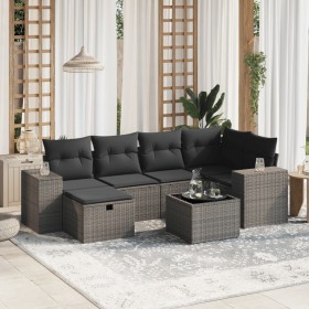 7-piece garden sofa set with light gray PE rattan cushions by , Garden sets - Ref: Foro24-3264428, Price: 513,26 €, Discount: %