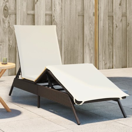 Lounger with brown synthetic rattan cushion by , Loungers - Ref: Foro24-4002702, Price: 141,34 €, Discount: %