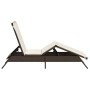 Lounger with brown synthetic rattan cushion by , Loungers - Ref: Foro24-4002702, Price: 141,34 €, Discount: %