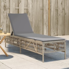 Sun lounger with beige synthetic rattan cushion by , Loungers - Ref: Foro24-4002740, Price: 140,41 €, Discount: %