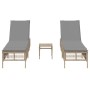 Sun loungers with side table, 2 units, synthetic beige rattan by , Loungers - Ref: Foro24-4002749, Price: 268,02 €, Discount: %