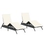 Sun loungers with cushions 2 units synthetic black rattan by , Loungers - Ref: Foro24-3261578, Price: 270,47 €, Discount: %