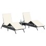 Sun loungers with cushions 2 units synthetic black rattan by , Loungers - Ref: Foro24-3261578, Price: 270,47 €, Discount: %