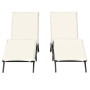 Sun loungers with cushions 2 units synthetic black rattan by , Loungers - Ref: Foro24-3261578, Price: 270,47 €, Discount: %