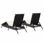 Sun loungers with cushions 2 units synthetic black rattan by , Loungers - Ref: Foro24-3261578, Price: 270,47 €, Discount: %