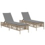 Sun loungers with cushions 2 units synthetic rattan beige by , Loungers - Ref: Foro24-3261599, Price: 273,47 €, Discount: %