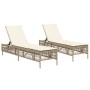 Sun loungers with cushions 2 units synthetic rattan beige by , Loungers - Ref: Foro24-3261600, Price: 273,47 €, Discount: %