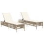 Sun loungers with cushions 2 units synthetic rattan beige by , Loungers - Ref: Foro24-3261600, Price: 273,47 €, Discount: %