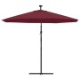 Cantilever parasol with LED lights and red wine red steel pole by vidaXL, Umbrellas - Ref: Foro24-313780, Price: 121,48 €, Di...