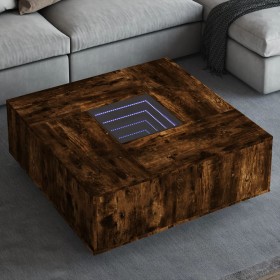 Mesa de centro con Infinity LED roble ahumado 100x100x40 cm de , Mesas de centro - Ref: Foro24-3284046, Precio: 212,60 €, Des...