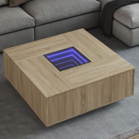 Coffee table with Infinity LED Sonoma oak 100x100x40 cm by , Coffee table - Ref: Foro24-3284044, Price: 211,99 €, Discount: %