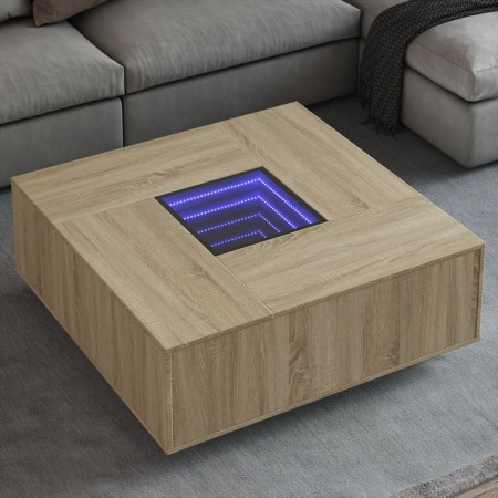 Coffee table with Infinity LED Sonoma oak 100x100x40 cm by , Coffee table - Ref: Foro24-3284044, Price: 208,27 €, Discount: %