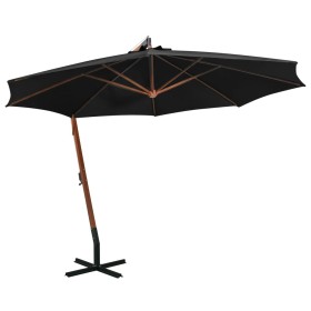 Hanging parasol with solid black fir wood pole 3.5x2.9 m by vidaXL, Umbrellas - Ref: Foro24-313772, Price: 203,99 €, Discount: %