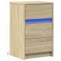 Bedside table with LED lights made of engineered oak wood in Sonoma oak color. by , Nightstands - Ref: Foro24-852014, Price: ...