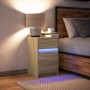 Bedside table with LED lights made of engineered oak wood in Sonoma oak color. by , Nightstands - Ref: Foro24-852014, Price: ...