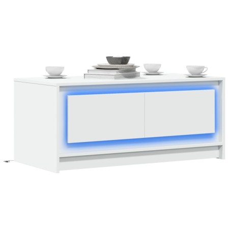 Mesa de centro con luces LED madera ingeniería blanca de , Mesas de centro - Ref: Foro24-851984, Precio: 105,99 €, Descuento: %