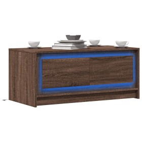 LED light coffee table made of brown oak engineered wood by , Coffee table - Ref: Foro24-851990, Price: 105,99 €, Discount: %