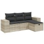 Gartensofa-Set, 4-teilig, mit grauen Kissen aus synthetischem Rattan von , Gartensets - Ref: Foro24-3264378, Preis: 313,33 €,...