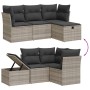 Gartensofa-Set, 4-teilig, mit grauen Kissen aus synthetischem Rattan von , Gartensets - Ref: Foro24-3264378, Preis: 313,33 €,...