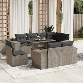 Garden furniture set 9 pieces and light gray synthetic rattan cushions by , Garden sets - Ref: Foro24-3269302, Price: 744,21 ...