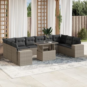 Garden sofa set 11 pieces and gray synthetic rattan cushions by , Garden sets - Ref: Foro24-3269412, Price: 836,46 €, Discoun...