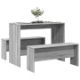 Mesa y bancos de comedor 3 piezas madera ingeniería gris Sonoma de , muebles para cocinas y comedores - Ref: Foro24-855536, P...