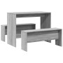 Mesa y bancos de comedor 3 piezas madera ingeniería gris Sonoma de , muebles para cocinas y comedores - Ref: Foro24-855536, P...