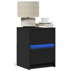 Black engineered wood bedside table with LED lights by , Nightstands - Ref: Foro24-852035, Price: 56,58 €, Discount: %