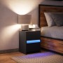 Mesita de noche con luces LED madera de ingeniería negra de , Mesitas de noche - Ref: Foro24-852035, Precio: 56,58 €, Descuen...