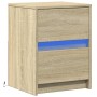 Bedside table with LED lights made of engineered oak wood in Sonoma oak color. by , Nightstands - Ref: Foro24-852037, Price: ...